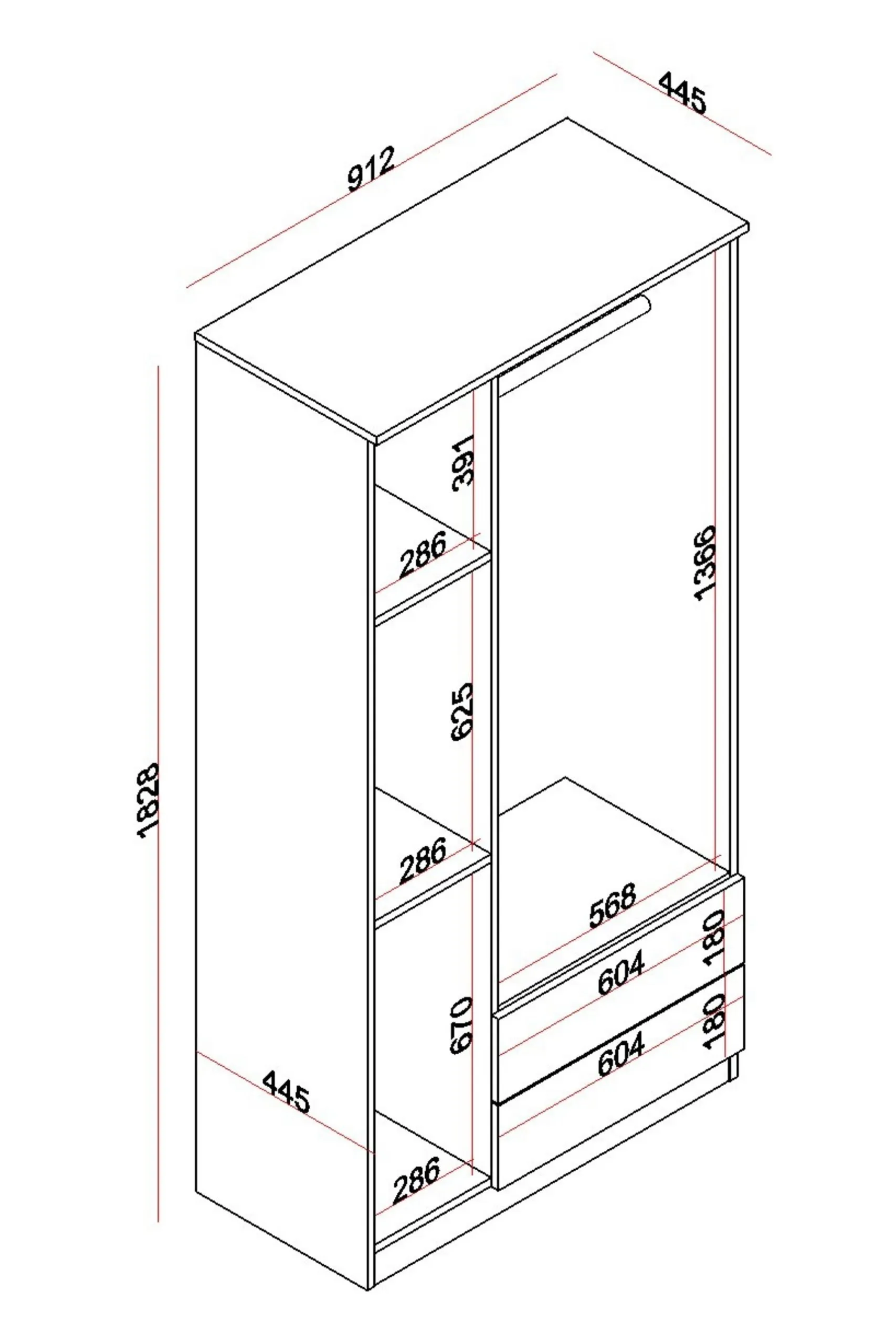 Rudu Lifos 3 Kapaklı Gardırop – görsel 5