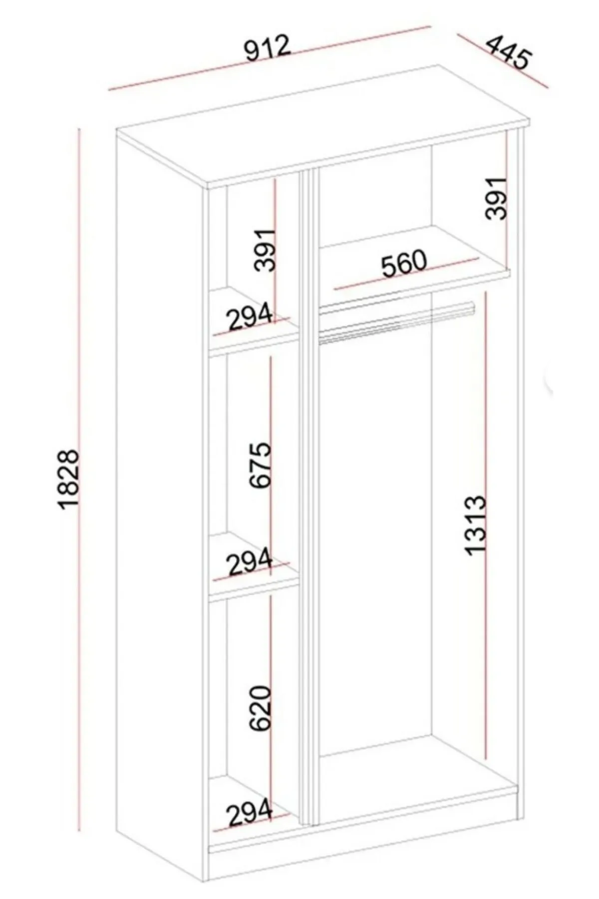 Rudu Asel 3 Kapaklı Gardırop – görsel 3