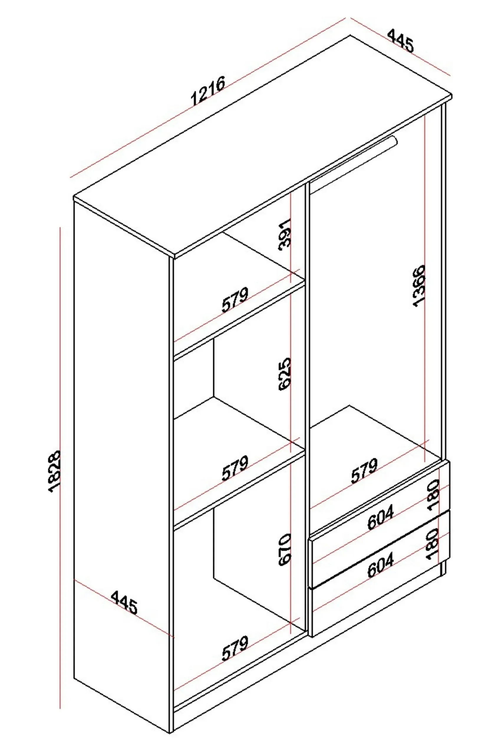 Rudu Lifos 4 Kapaklı Gardırop – görsel 5
